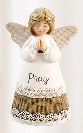 Resin 4 1/4 inch Message Angel/Pray   (39312)