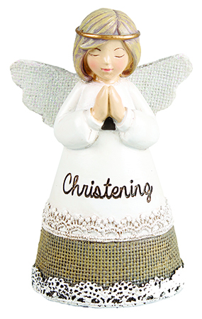 Resin 4 1/4 inch Message Angel/Christening   (39342)