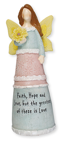 Resin 6 1/2 inch Message Angel/Faith, Hope...   (3942)