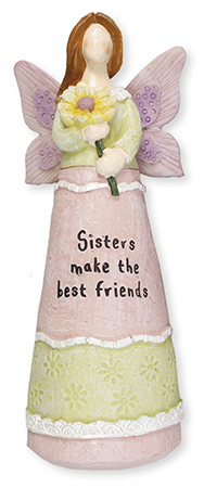 Resin 6 1/4 inch Message Angel/Sisters   (3945)