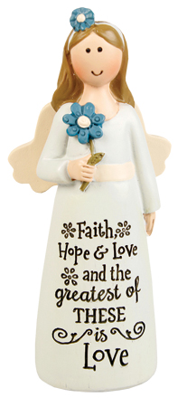 Resin 4 inch Message Angel/Faith, Hope Love   (39535)