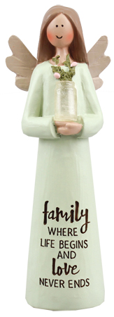 Resin 5 inch Message Angel/Family Blessing   (39803)