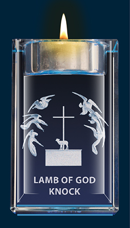 Crystal Block/Votive Holder/Lamb of God   (50616)