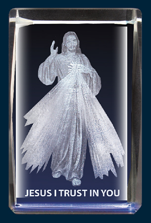 Lazer Engraved Crystal/Divine Mercy   (50622)