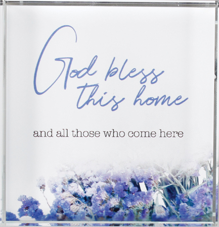 Glass Block Paperweight/God Bless this Home   (50675)