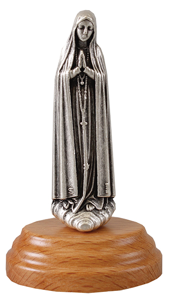 Metal Statue/Fatima/Pear Wood Base   (54912)
