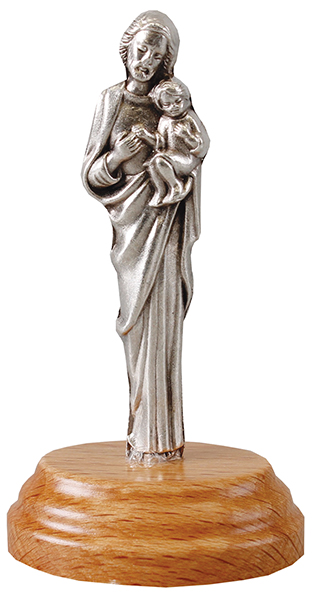 Metal Statue/Saint Joseph/Pear Wood Base   (54914)