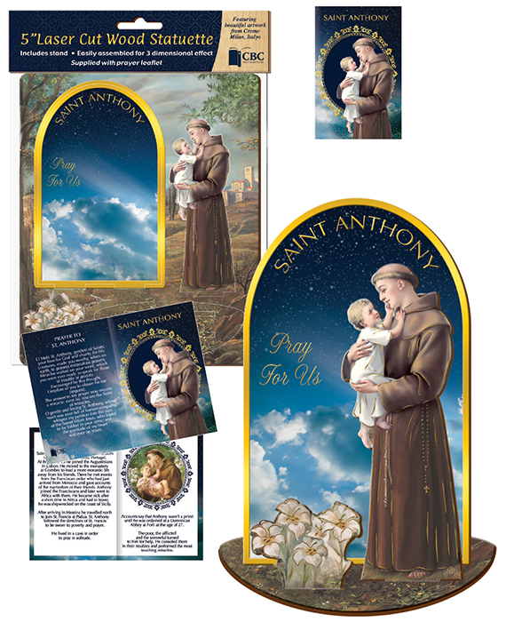 Wood Statuette/Leaflet/Saint Anthony  (56001)