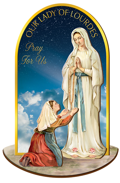 Wood Statuette/Leaflet/Lady of Lourdes  (56007)