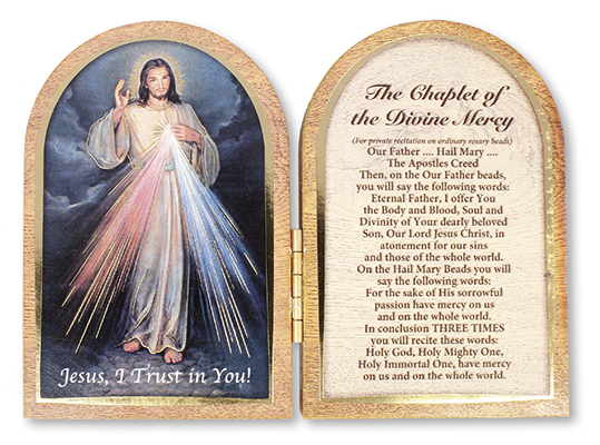 Folding Wood Plaque/Divine Mercy   (56106)