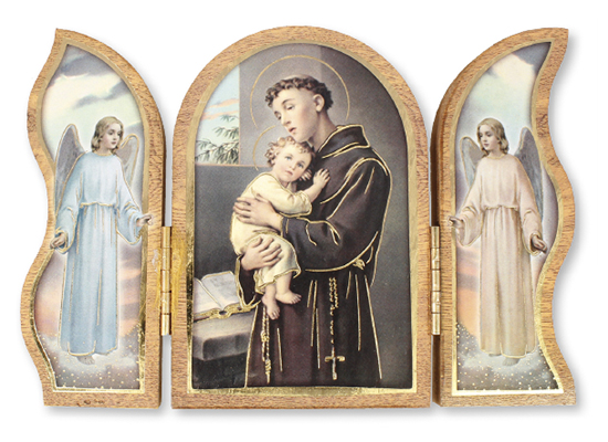 Wood Plaque/Triptych/Saint Anthony   (56125)
