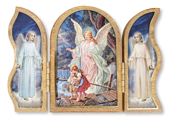 Wood Plaque/Triptych/Guardian Angel   (56127)