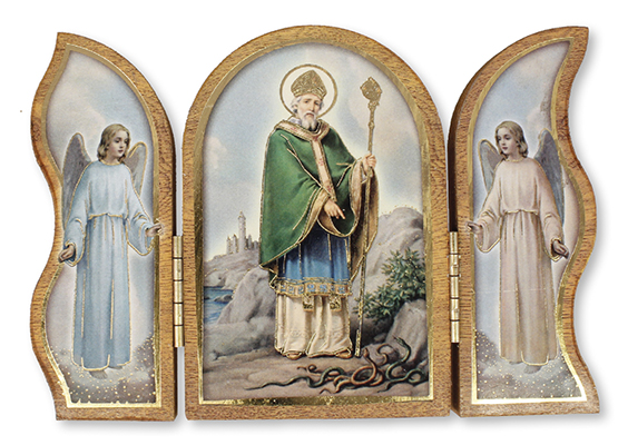 Wood Plaque/Triptych/Saint Patrick   (56129)
