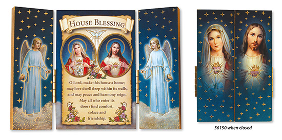 Wood Plaque/Triptych/House Blessing   (56150)