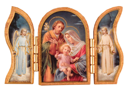 Wood Triptych/Gold Foil/Holy Family   (56182)