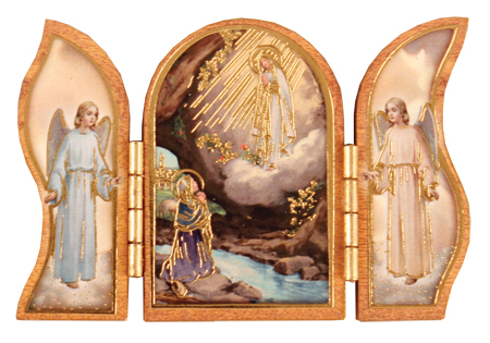 Wood Triptych/Gold Foil/Lourdes   (56183)