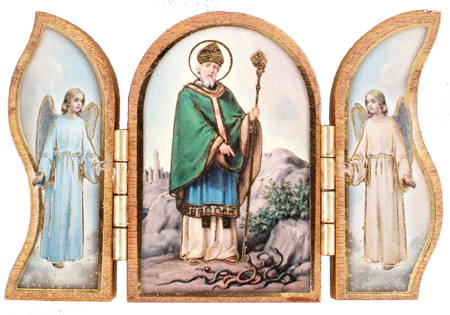 Wood Triptych/Gold Foil/Saint Patrick   (56190)