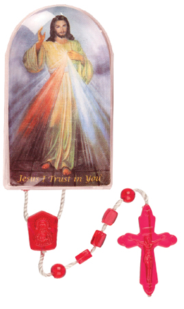 Plastic Corded Rosary-Divine Mercy   (5961)