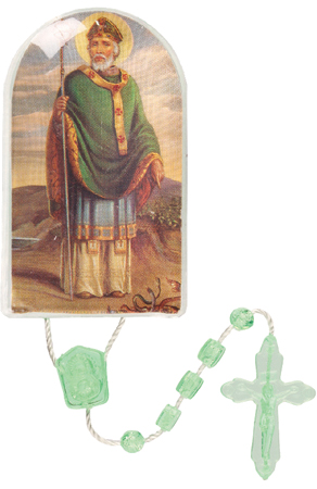 Plastic Corded Rosary-Saint Patrick   (5965)