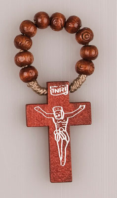 Finger Rosary/Wood Carved Bead/Brown   (6011)