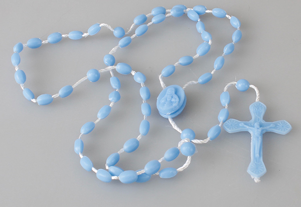 Plastic Corded Rosary - Blue (60148)