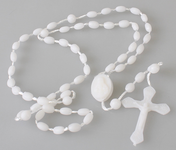 Plastic Corded Rosary - White(60149)