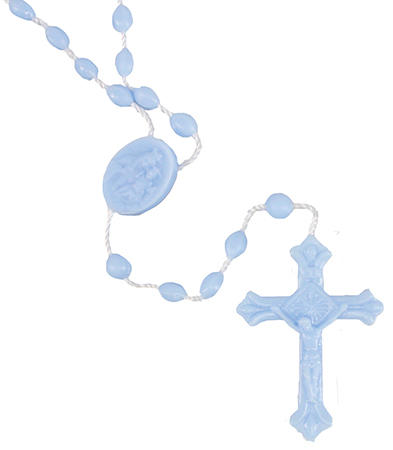 Plastic Rosary - Corded - Blue   (6014/BL)