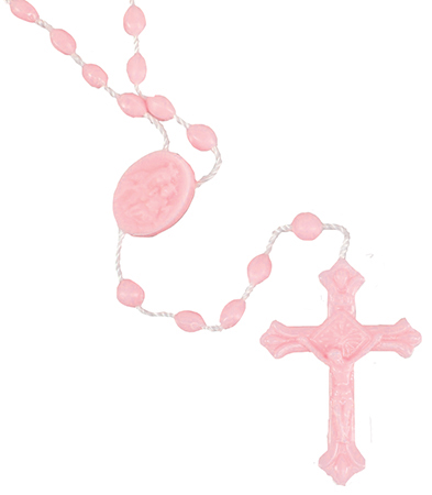 Plastic Rosary - Corded - Pink   (6014/PINK)