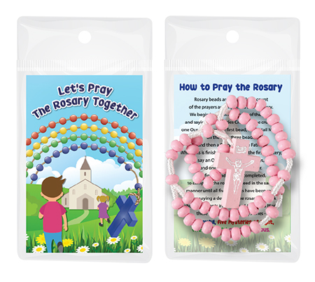 Wood Corded Rosary/Pink   (60166)