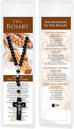 Wood Corded Rosary/Black/Carded   (60173)