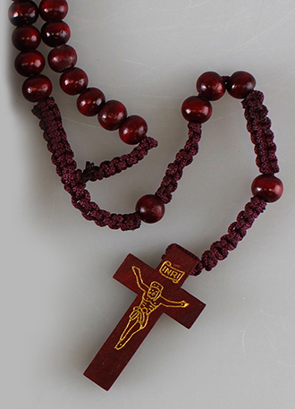 Wood Corded Rosary/Brown Bead   (6025)