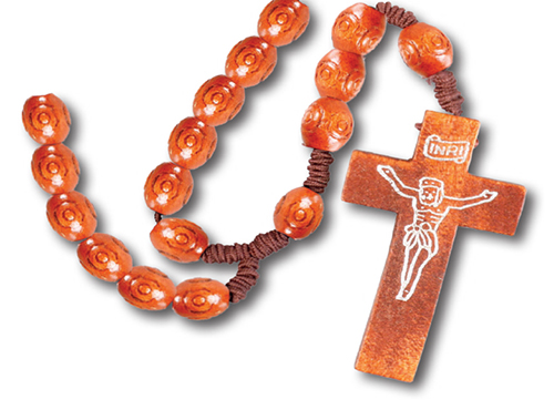 Wood Corded Rosary/Natural Bead   (6046)