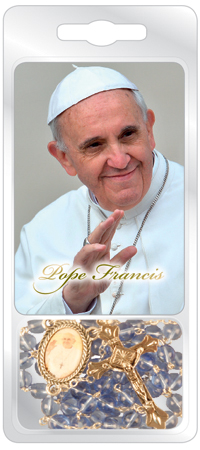 Blue Rosary& Card Set/Pope Francis   (60531)