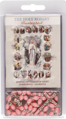 Plastic Pink Rosary  & Rosary Book   (60622)