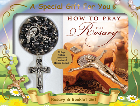 Imitation Hematite Rosary & Booklet Set   (60668)
