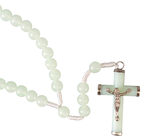 Plastic Luminous Corded Rosary   (60940)