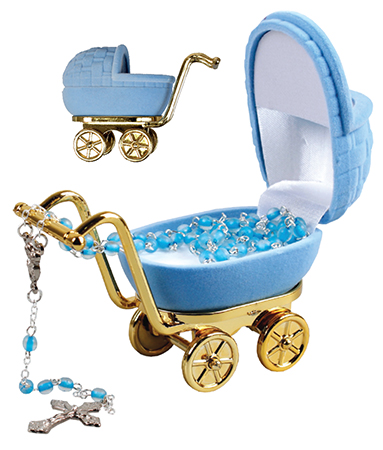 Glass Baby Rosary/Blue/Pram Box   (6103/BL)