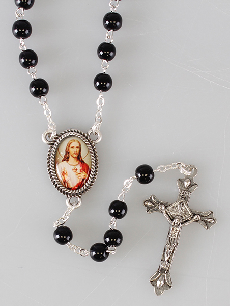 Glass Rosary/6 mm Bead/Black   (6163/BK)