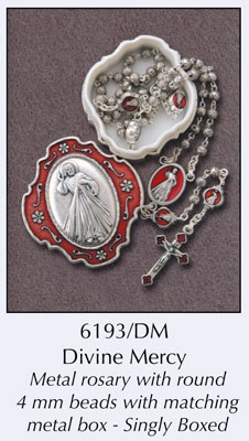 Metal Rosary/Divine Mercy/With Matching Box   (6193/DM)