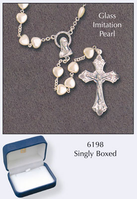 Glass Pearl Rosary/Heart Shape   (6198)