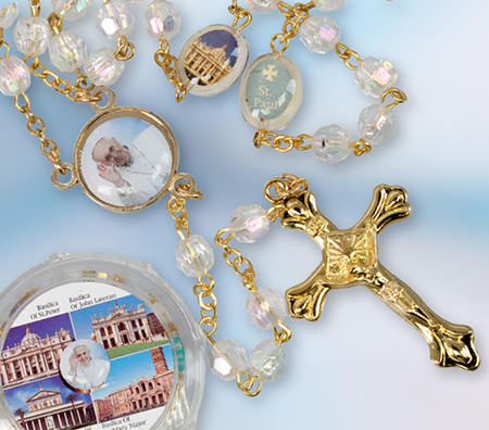 Glass Rosary/Pope Francis/Crystal   (6204/CRY)