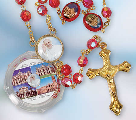 Glass Rosary/Pope Francis/Ruby   (6204/RUBY)