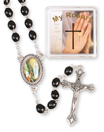 Wood Rosary/Black/Lourdes   (6211/BK)