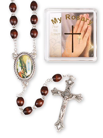 Wood Rosary/Brown/Lourdes   (6211/BR)