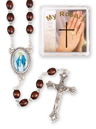 Wood Rosary/Brown/Miraculous   (6212/BR)