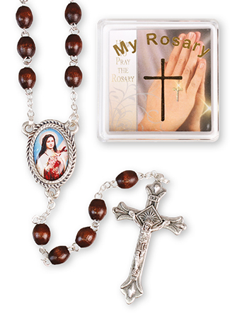 Wood Rosary/Brown/Saint Theresa   (6214/BR)