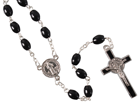 Wood Rosary/Black/Saint Benedict   (6218/BK)