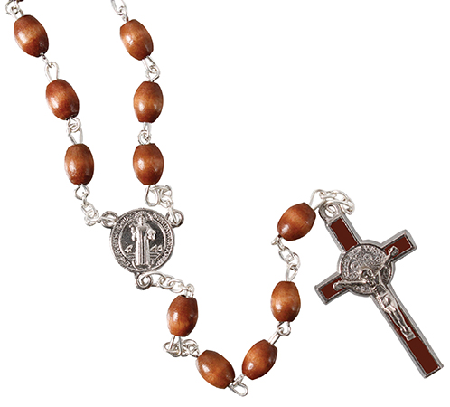 Wood Rosary/Brown/Saint Benedict   (6218/BR)