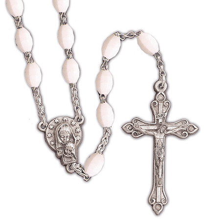 Plastic Rosary - White   (6239/WH)