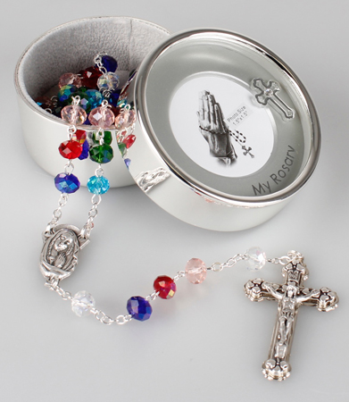 Glass Rosary/Tin Cut Bead/Photo Box   (62658)